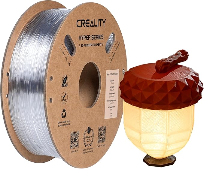 Creality Hyper PC Filament for 3D Printing, 3D Printer Filament with High Heat Resistance, Crystal-Clear, Easy to Print, Less Warping by Creality