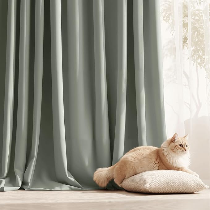 RYB HOME Outdoor Curtains for Patio Waterproof Tab Top Block Sunlight Thermal Insulated Privacy Assured Thick Outside Curtains for Deck, Balcony, Pool, W52 x L108, Sea Green, 1 Panel - Image 7