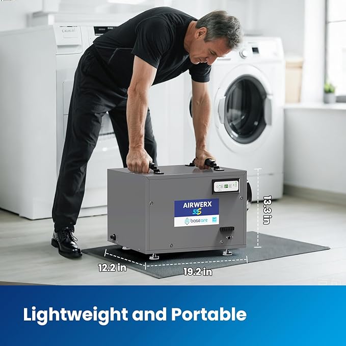 BaseAire 120 Pints Crawl Space Dehumidifier with Drain Hose, Energy Star Dehumidifier for Commercial, Home and Basement, Compact, Auto Defrost, Intelligent Control, Auto Restart, Up to 1300 Sq Ft - Image 6