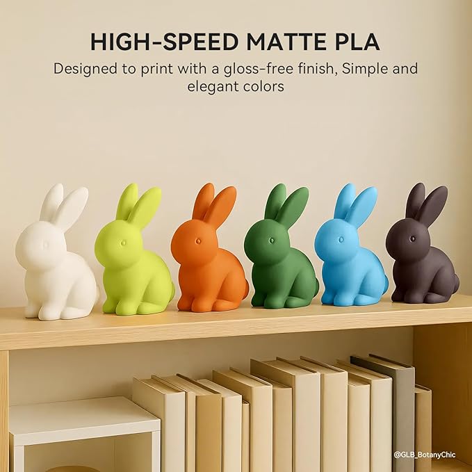 TECBEARS High Speed PLA 3D Printer Filament Bundle，Matte PLA Filament 1.75mm for High Speed 50-600mm/s, High Toughness Matte Filament, Red+Blue+Yellow+Olive Green - Image 2