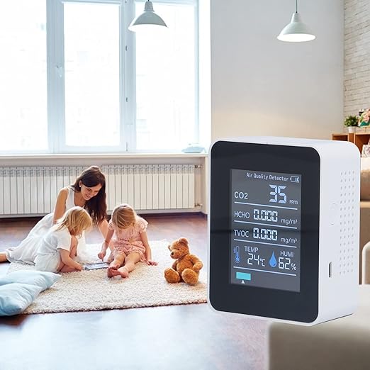 Air Quality Monitor Real Time Smart Display with Clear Alarm, Portable Detector for Office and Home, ABS Material, White - Image 4