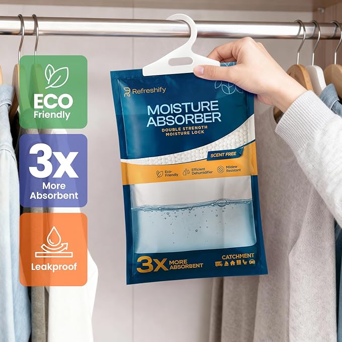 Moisture Absorbers and Humidity Absorber Bags for Closet - 10 Pack High-Efficiency Moisture Absorber and Humidity Packs for Home, Moisture Bags and Dehumidifier Bags for Car Fragrance Free, 10 Pack - Image 5