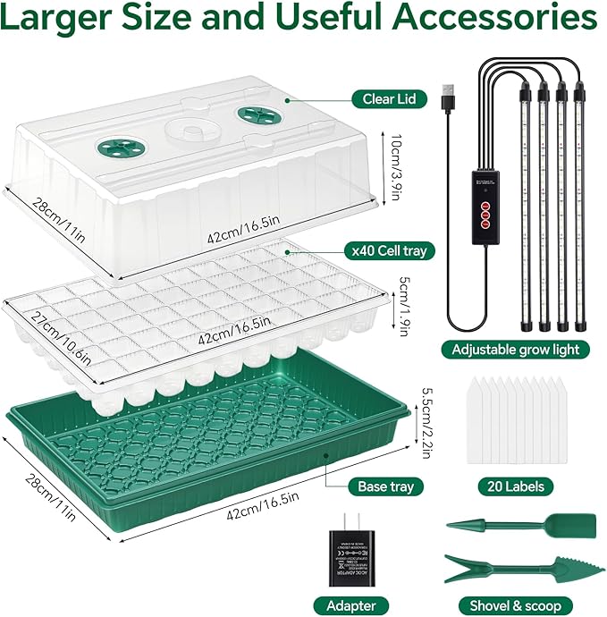 2 Pcks Seed Starter Tray 120 Cells Seed Starter Kit with Grow Light, Seed StartingTrays for Seed Seedling Planting Starter, Mini Greenhouse Plant Germination Trays - Image 4