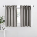 NICETOWN Room Darkening Cafe Satin Curtains for Small Windows, 42" Wide by 36" Long, 2 Panels, Chrome Gray, Rod Pocket Privacy Blackout Drapes for Laundry Room by NICETOWN