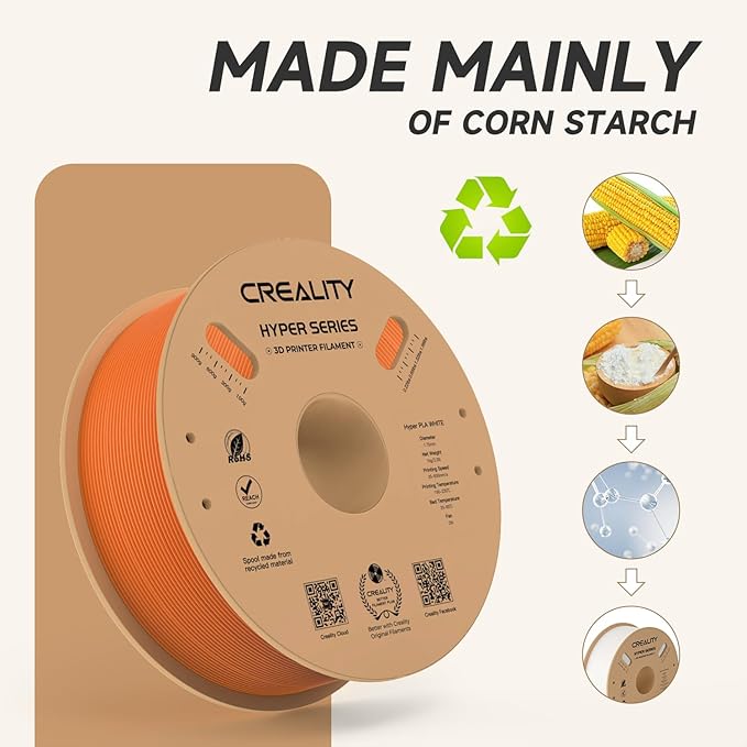 Official Creality Hyper PLA Filament 1.75mm, High Speed PLA 30-600mm/s Rapid 3D Printer Filament, Dimensional Accuracy +/-0.02mm, Fit Most FDM 3D Printers，1KG(2.2lbs) Spool Orange - Image 5