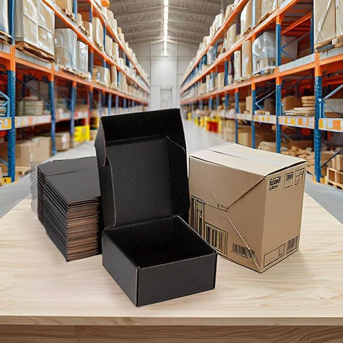 Small Shipping Boxes 8x8x4 Inch (25 Pack) - Sturdy Black Corrugated Cardboard Boxes for Small Business, Ecommerce, Mailing & Packaging | Recyclable Gift & Storage Boxes - Image 5