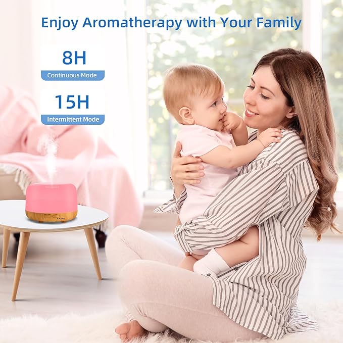 Aromatherapy Essential Oil Home Diffuser with Remote Control, 300ML Large Room Cool Mist Air Humidifier, 8 Hours Quiet Operation, Timer, 7 Colors LED Night Night，Suitable Home,Yoga. - Image 4
