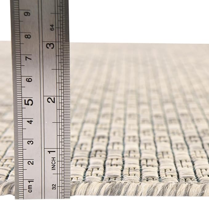 Unique Loom Collection Casual Transitional Solid Heathered Indoor/Outdoor Flatweave Area Rug (2' x 8' Runner, Light Gray/Ivory) - Image 4