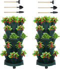 DUNCHATY Stackable Planter, Vertical Garden Planter with Wheels and Tools, Strawberry Indoor/Outdoor 5 Tier Tower Herb for Growing Vegetables Succulents, Dark Green, 2 Pack by DUNCHATY