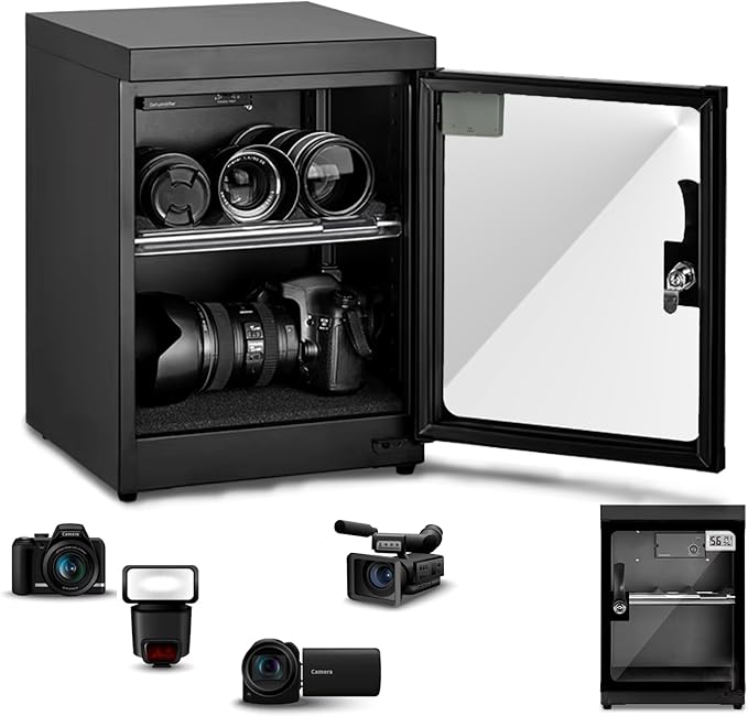 Electronic Dry Cabinet 30L, Camera Dry Cabinet 2 Tiers, Dehumidify Moisture Proof Lab Dry Box, 25%-60% RH Lens Camera Storage Cabinet Adjustment Knob by Unknown