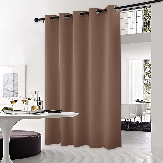 NICETOWN Blackout Blinds for Patio Door, Sliding Door Insulated Blackout Curtains, Extra Wide Curtain with Grommet Top for Villa/Hall/Parlor (Cappuccino, 70 inches W x 95 inches L) by NICETOWN