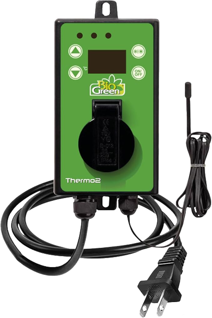 BioGreen TER2/US Thermo 2 Digital Greenhouse Thermostat with Summer/Winter Function 2 Years Warrenty, Green by BioGreenUSAInc