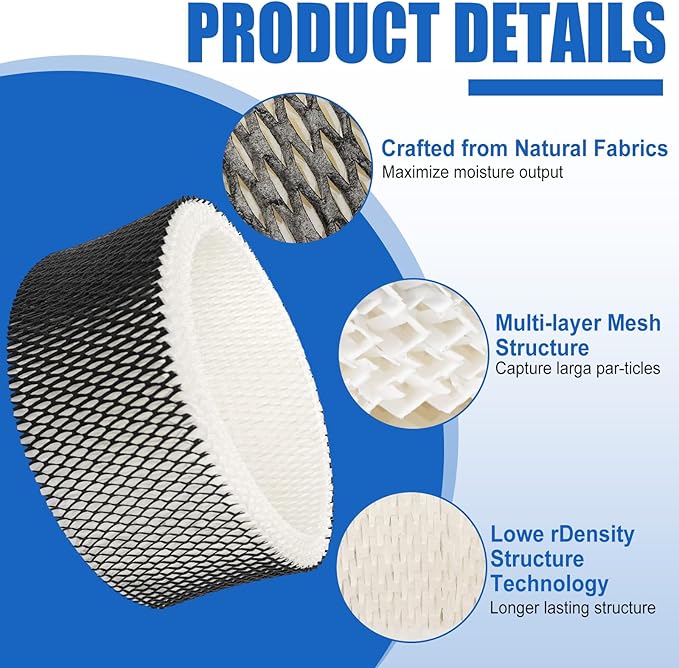 Podoy HWF62 Humidifier Filter Compatible with Holmes Sunbeam Humidifier Filter A, Replace HWF62 HWF62CS HWF62D SCM1100 SCM1701 SCM1702 SCM1762 SF212 HM1300 HM1761 (2 Pack) - Image 2