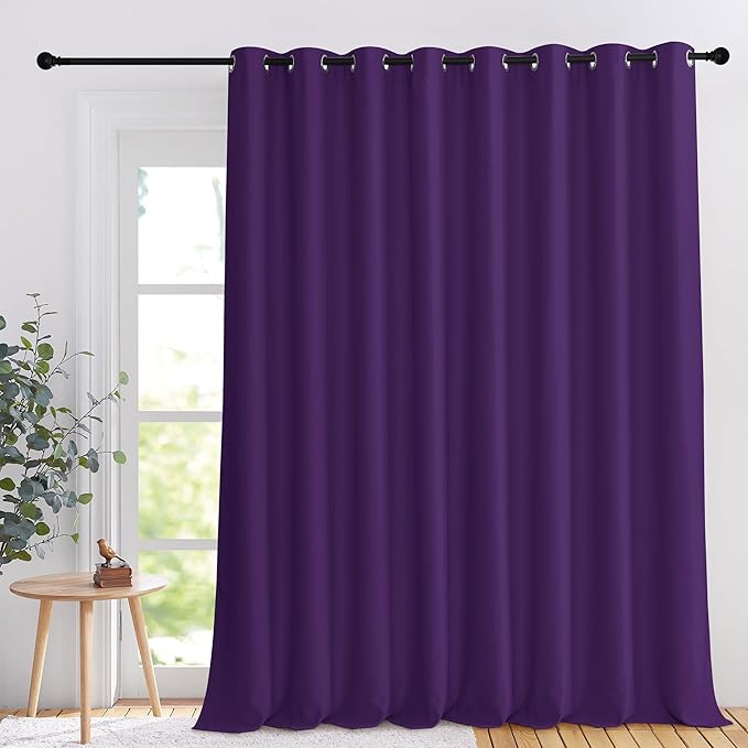 NICETOWN Patio Door Curtain for Living Room, Grommet Sound Reducing Room Divider Privacy Window Treatment for Living Room/Guest Room Darkning, Royal Purple, 1 Panel, W120 x L108 by NICETOWN