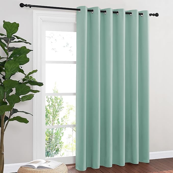 NICETOWN Blackout Sliding Door Curtains 84 Inch Length, Extra Wide Room Divider Grommet Energy Saving Thermal Insulated Curtain for Patio Door Window(W80 x L84, 1 Panel, Aqua Blue) by NICETOWN