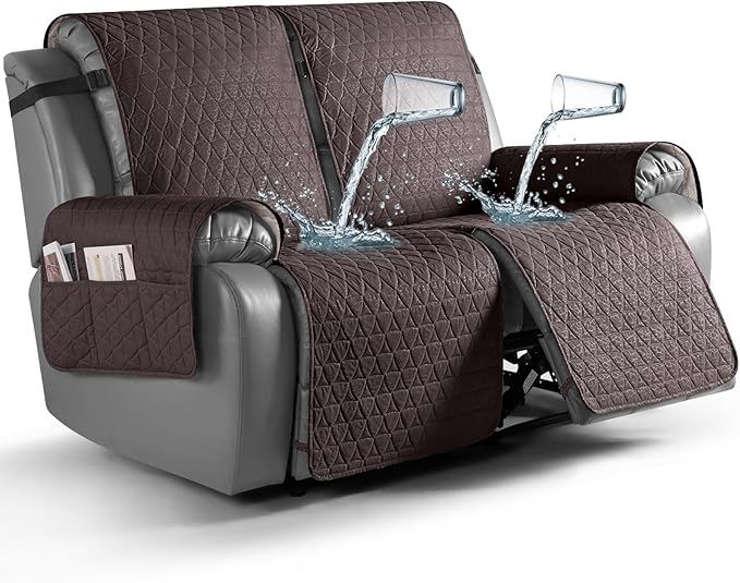 TAOCOCO 100% Waterproof Recliner Cover, Non-Slip Washable Reclining Couch Cover with Elastic Leg Straps, Furniture Protector for Dogs (Chocolate, 2 Seater) by TAOCOCO