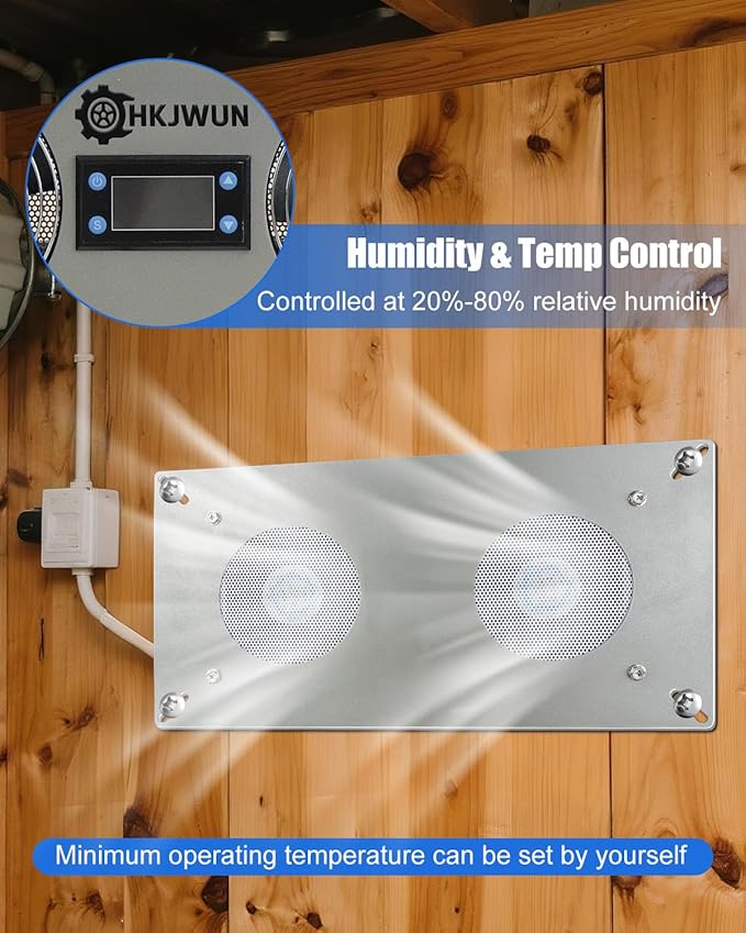 220 CFM Airflow Crawl Space Ventilation Fan with Temperature & Humidity Controller, 304 Stainless Steel Exhaust Fan for Basement Garage Attic Hydroponics & Grow Tents, Airflow & Moisture Control - Image 4