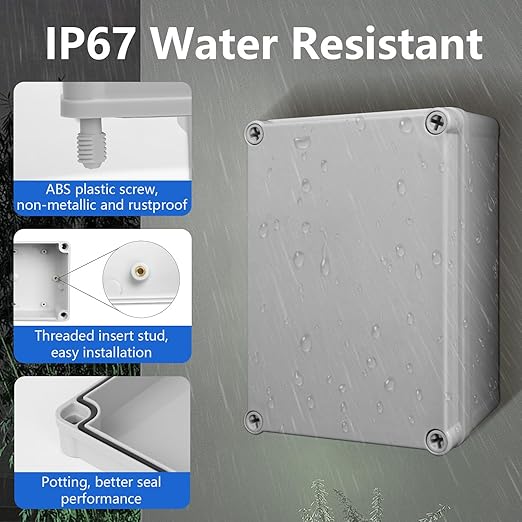 LeMotech Junction Box IP67 Waterproof Dustproof Electrical Box Project Box DIY Enclosure Gray 11.8X 7.8X 4.1inch (300x200x105mm) - Image 7