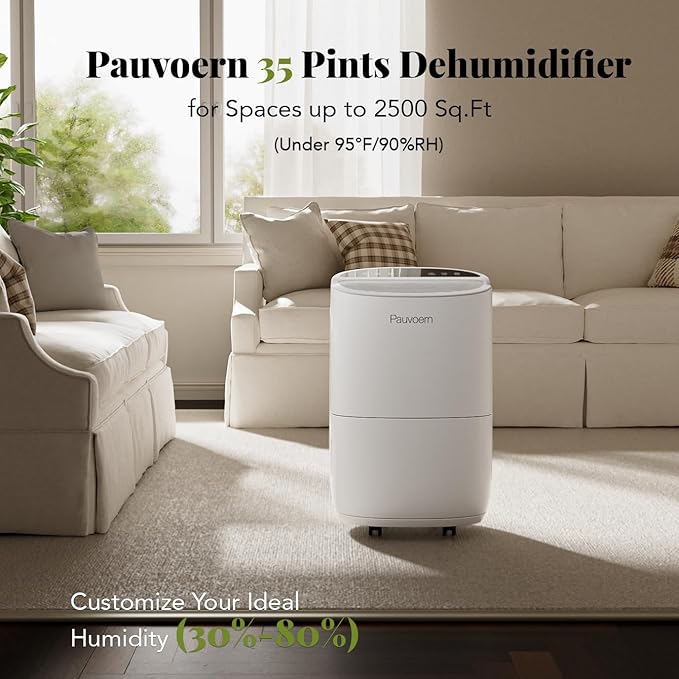 Energy Star Smart Dehumidifier for Home & Basement, Up to 2000 Sq. Ft, 35 Pints (95°F, 90% RH), 37dB Ultra Quiet with Sleep Mode, App Control, Child Lock & Continuous Drain Hose Included - Image 3