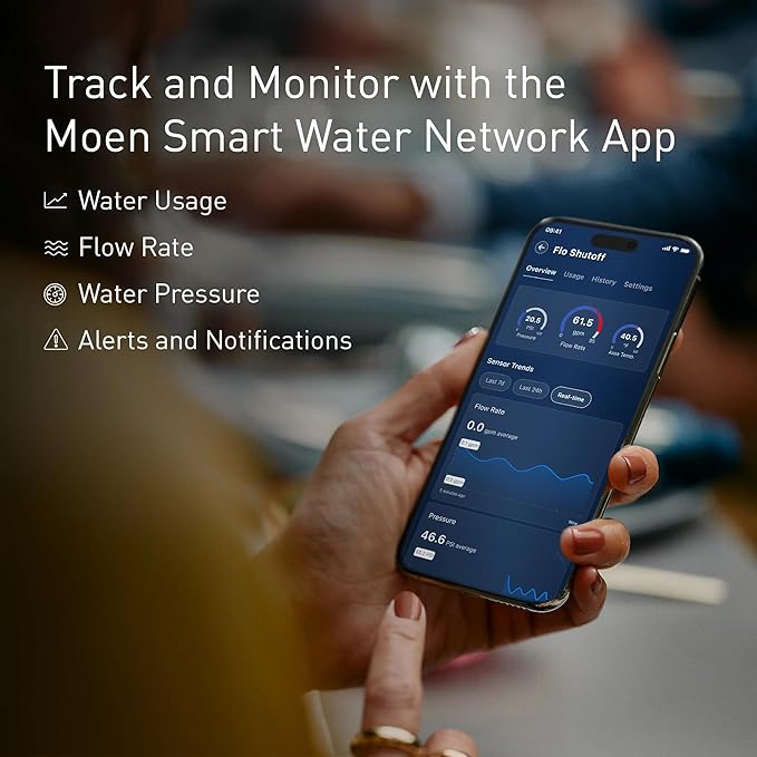 Moen Flo Smart Water Monitor and Automatic Shutoff Sensor, Wi-Fi Water Leak Detector for 3/4-Inch Diameter Pipe, 900-001 - Image 6