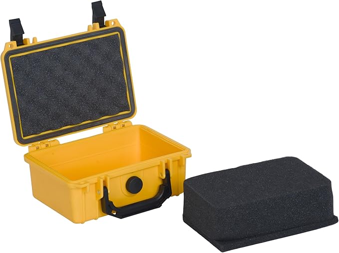 MEIJIA IP67 waterproof hard compact case,Customizable Fit Foam,8.12”x6.56”x 3.56”,Fit Use of Drones, Cameras,Equipments,lens (Yellow) - Image 2