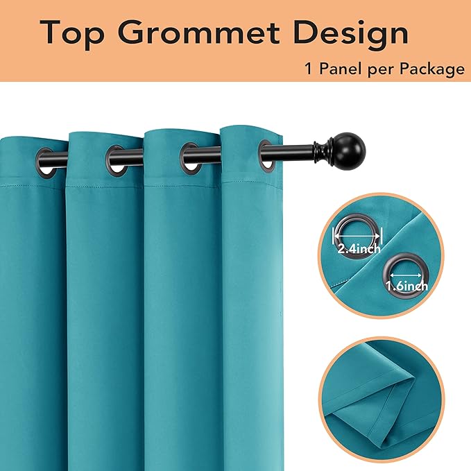 BONZER Room Divider Curtain Total Privacy Wall Noise Reducing Wide Blackout Curtains for Bedroom Living Room, 108L x 70W Inch (9L x 5.8W ft), 1 Panel, Teal - Image 3