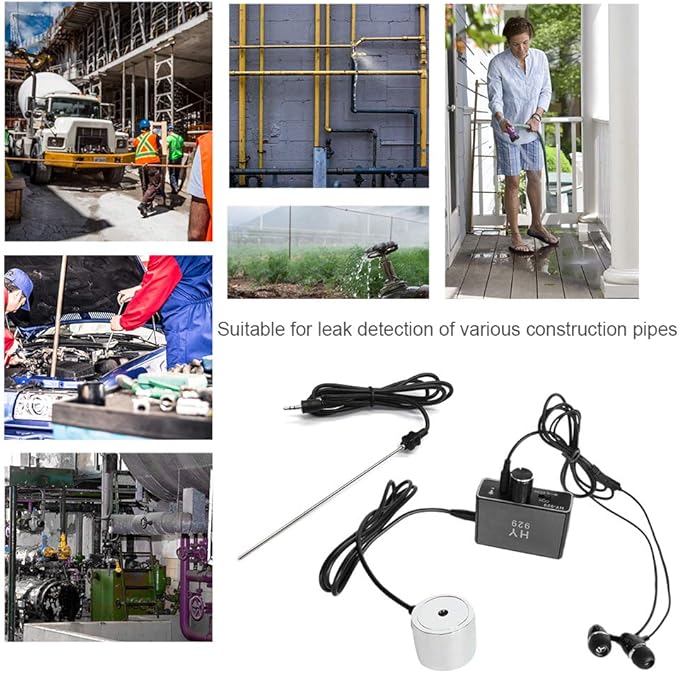 Water Pipe Leakage Detector, Water Leak Detection Tool, Underground Water Pipe Leakage Monitor Tester Kit with Dual Probes Earphone, High Sensitivity Water Pipeline Locator Accessory Kit - Image 3