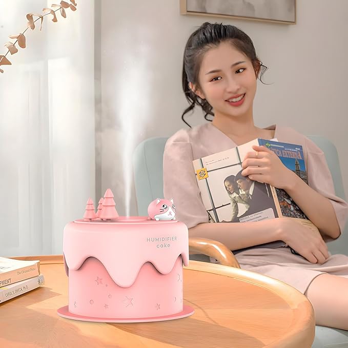 Cute Pet Humidifier, TV Humidifier, USB Plug in Use, Desktop Silent Spray, High Appearance Level Gifts (Pink Cat Cake) - Image 6