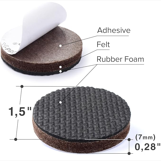 Non Slip Furniture Pads X-Protector - 8 PCS 1 1/2” - Premium Furniture Grippers - Self-Adhesive Rubber Feet for Furniture - Keep Furniture in Place! - Image 3