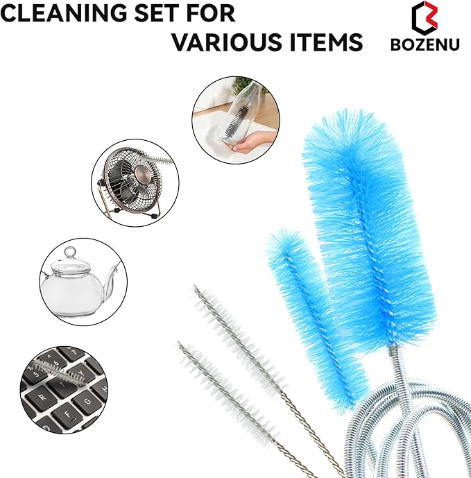 Flexible Drain Brush, 66 Inch Long Double Ended Hose Pipe and 58 Inch Tube Cleaning Brush and 2 Pack 8 Inch Straw Cleaner Brush - Image 7