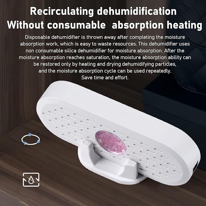 Small Portable Closet Air Dehumidifier, Mini USB Wardrobe Dehumidifier Quiet Lightweight Efficient Compact Moisture Absorber Equipment for Shoe Cabinet Bookcase Car Room Office - Image 6