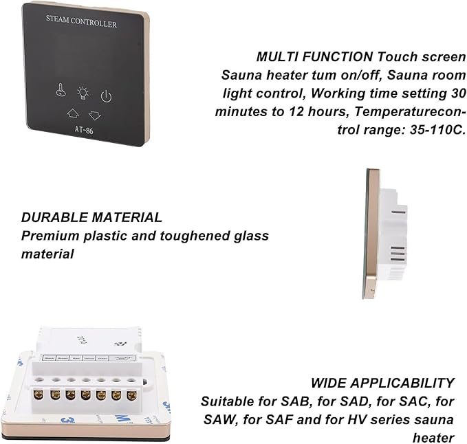 at Series steam Bath Generator AT-86 Controller, Sauna Heater Temperature Controller, Touch Screen Temperature Controller, Sauna Control Panel, Sauna Accessories - Image 4