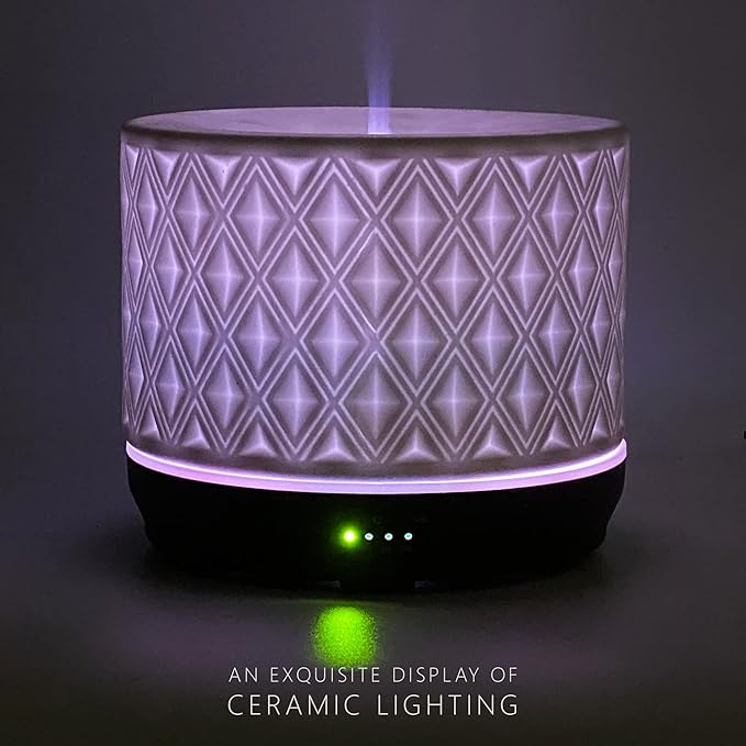 Earnest Living Essential Oil Diffusers for Essential Oils Large Room Diffuser White Ceramic Diffuser 500ml Aromatherapy Diffuser with 4 Timers 7 Night Lights and Auto Off Function for Home Gift - Image 2