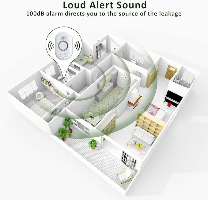 Water Leak Detector Sensor Alarm: Home Water Flooding Monitor Smart Sink Overflow Monitoring Adjustable Wet Moisture Alert Pipe Leakage Drip Detection Warning for Basement Floor 4Pack - Image 4