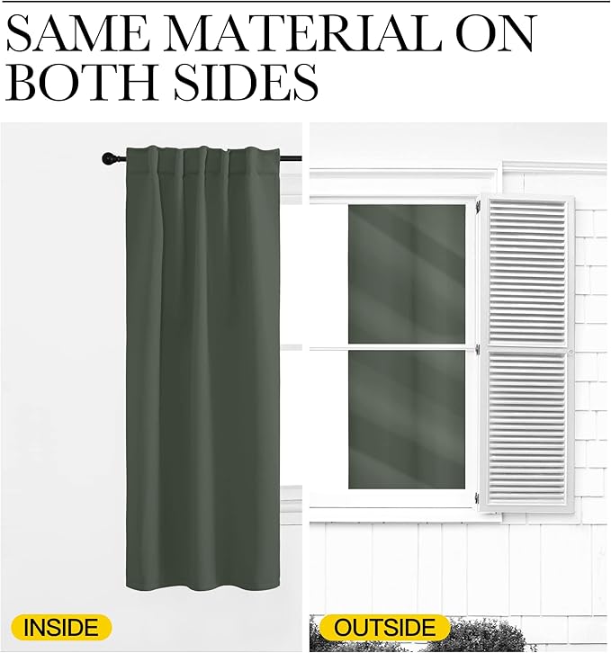 NICETOWN Blackout Curtain Panels for Living Room - (Dark Mallard Color) 52x63 inch, 2 Panels Set, Room Darkening Blackout Drapes for Window - Image 6