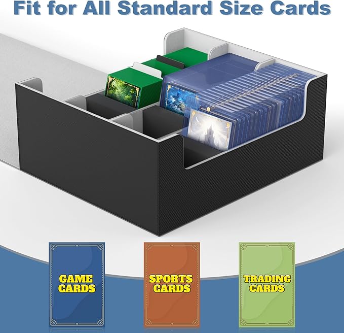 Mlikero Card Deck Case for Trading Cards 1800+, Trading Card Storage Box Fits Toploader and Magnetic Card Holder, Leather Magnetic Closure Deck Box Fit for MTG, TCG - Image 6