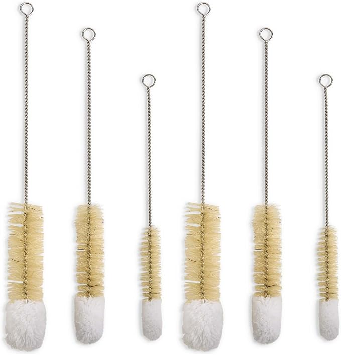 HIC Kitchen Soft-Tip Cleaning Brushes, Non-Scratch Microfiber with Boar Head Bristles, Set of 6 by HIC