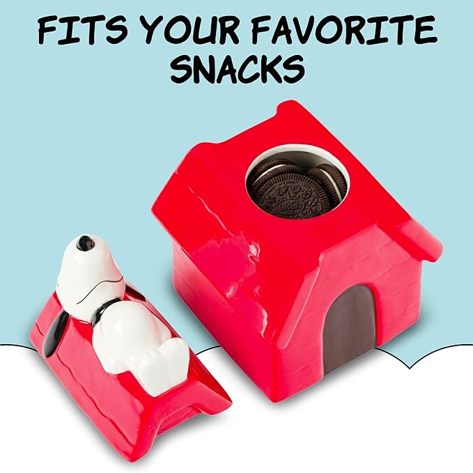 Silver Buffalo Peanuts Sculpted Ceramic Cookie Jar Featuring Snoopy and Snoopy’s House, 5.25” x 5” x 7.75” - Image 3