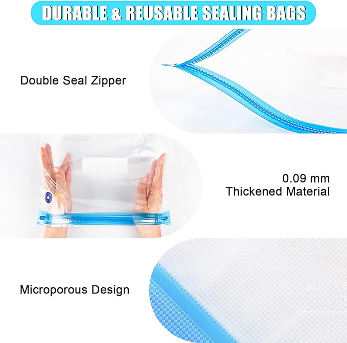 AMOLEN 28PCS Filament Storage Bags Vacuum Kit, Cleaning Drying Sealed 16 Bags with Two Sizes for 3D Printer Filament with Automatic Pumps/Desiccants/Clips - Image 3