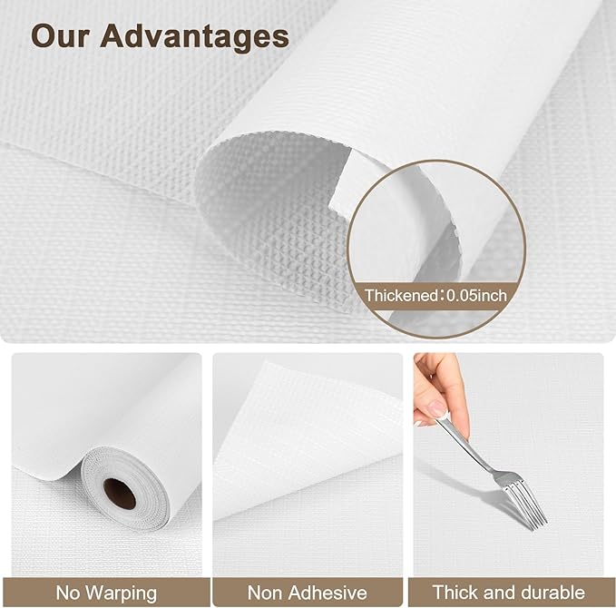 OcePor Non-Adhesive Drawer and Shelf Liner 12IN x 30FT, Non Slip Cabinet and Cupboard Liner, Kitchen Cabinet Liners for Shelves,Waterproof Drawer Shelf Liners for Cabinets/Bathroom Cupboard, White - Image 4