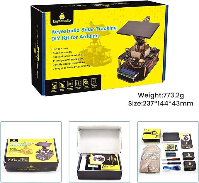 KEYESTUDIO DIY Solar Tracking Electronic Kit for Arduino, Smart Phone Charging, Temperature & Humidity Sensor, BH1750 Light Sensor, Educational Programming Kit for Teens & Adults 15+ - Image 7