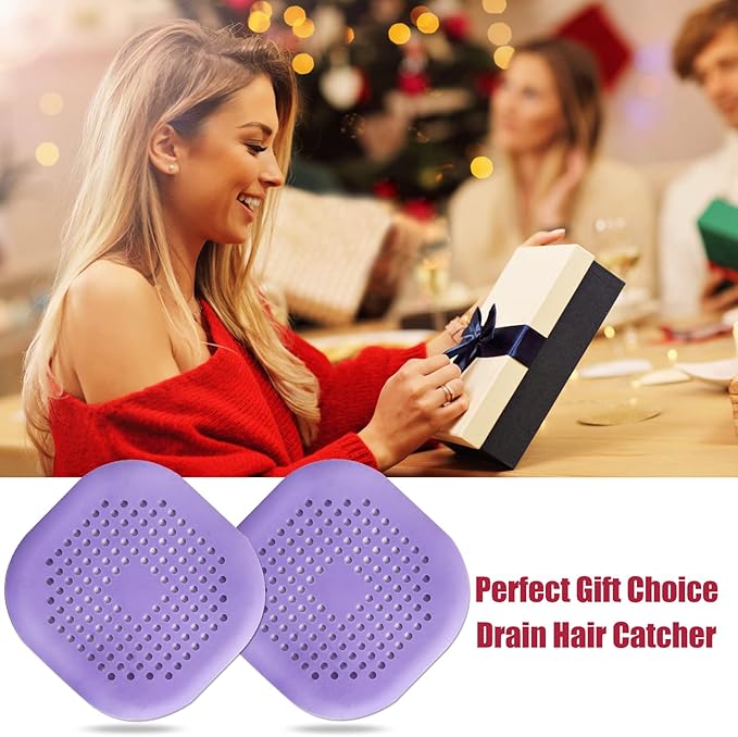 Hair Drain Catcher,Square Drain Cover for Shower Silicone Hair Stopper with Suction Cup,Easy to Install Suit for Bathroom,Bathtub,Kitchen 2 Pack (Purple) - Image 7