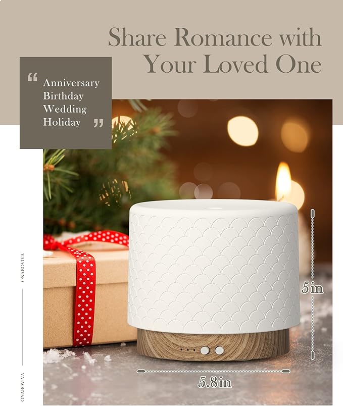 Essential Oil Diffuser, 280ml Ceramic Diffusers for Large Room, Ultrasonic Aromatherapy Diffuser with Cool Mist Humidifier, Quiet and Intelligent Oil Diffusers for Home,Office,Yoga,Bathroom - Image 7