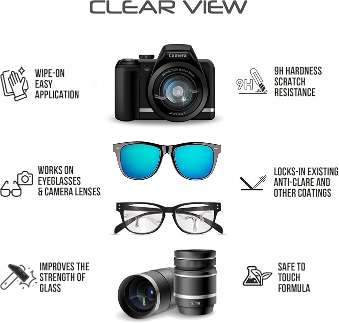 Clearview Liquid Lens Protector – Invisible Nano Coating for Eyeglasses, Sunglasses, and Camera Lenses – Scratch, Water and Smudge Protection - Image 4