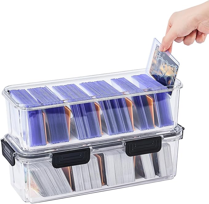Toploader Storage Box, Trading Card Storage Box with 5 Dividers, Hard Plastic TCG Card Storage Box for Top Loaders, Large for 165 Toploaders 650 Cards (2 Pack) - Image 7