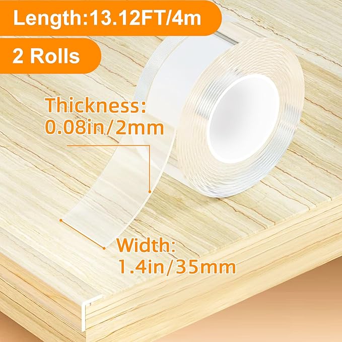 1.4 in x 13.12 ft,Clear Soft Corner Protectors for Furniture Strip,Sharp Edge & Table Bumper,Window Edge,Wall Protector, Soft Corner Guards Safe for Proof,Table Corner Protectors in Family, 2 Rolls - Image 2