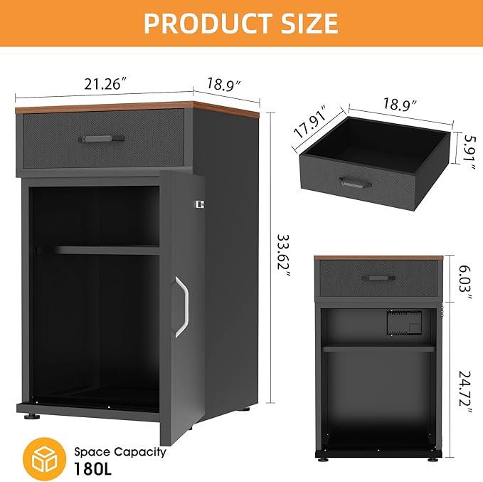 180L 3D Printer Filament Storage Cabinet with Dehumidifier(60W drying power, <8W avg. consumption) | Industrial Sealed Dehumidifying Stand Cabinet Holds 40 Rolls -Compatible with PLA/ABS/TPU (Black) - Image 2