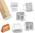 16Pcs Square Chair Leg Floor Protectors with Thickened Felt Pads Silicone Chair Leg Covers Caps to Protect Hardwood Tile Floors Furniture Feet Reduce Noise (Clear S Fit 0.87"-1.10") by BAIPOK