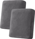 H.VERSAILTEX Velvet Stretch Couch Cushion Cover Plush Cushion Slipcover for Chair Loveseat Sofa Cushion Furniture Protector Seat Cushion Sofa Cover (2 Piece Medium Sofa Cushion Covers, Grey) by HVERSAILTEX