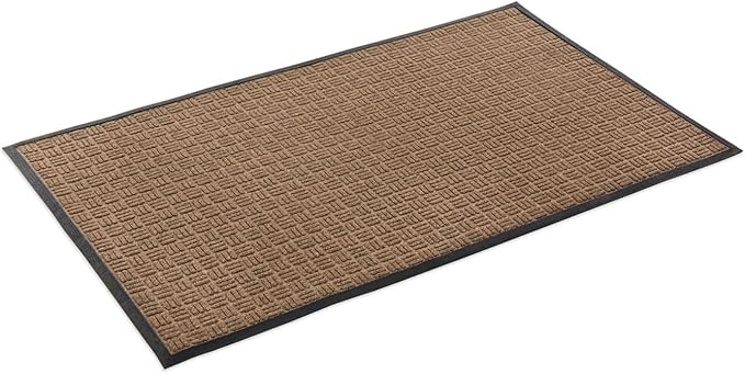 Kempf Water Retainer Front Door Mat, 36” x 60”, Brown, Outdoor Indoor Entrance, Non-Slip, Low Profile, Natural Rubber Doormat, Traps Dirt and Moisture by Kempf